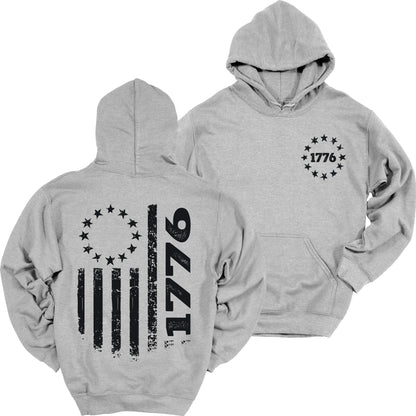 1776 Flag Hoodie Patriotic Heavy Blend Hooded Sweatshirt