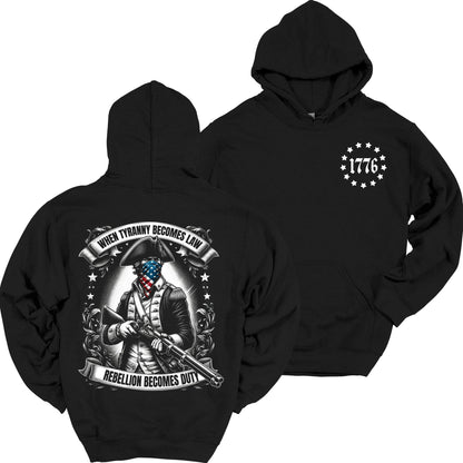 Tyranny Becomes Law 1776 Patriotic Heavy Blend Hooded Sweatshirt