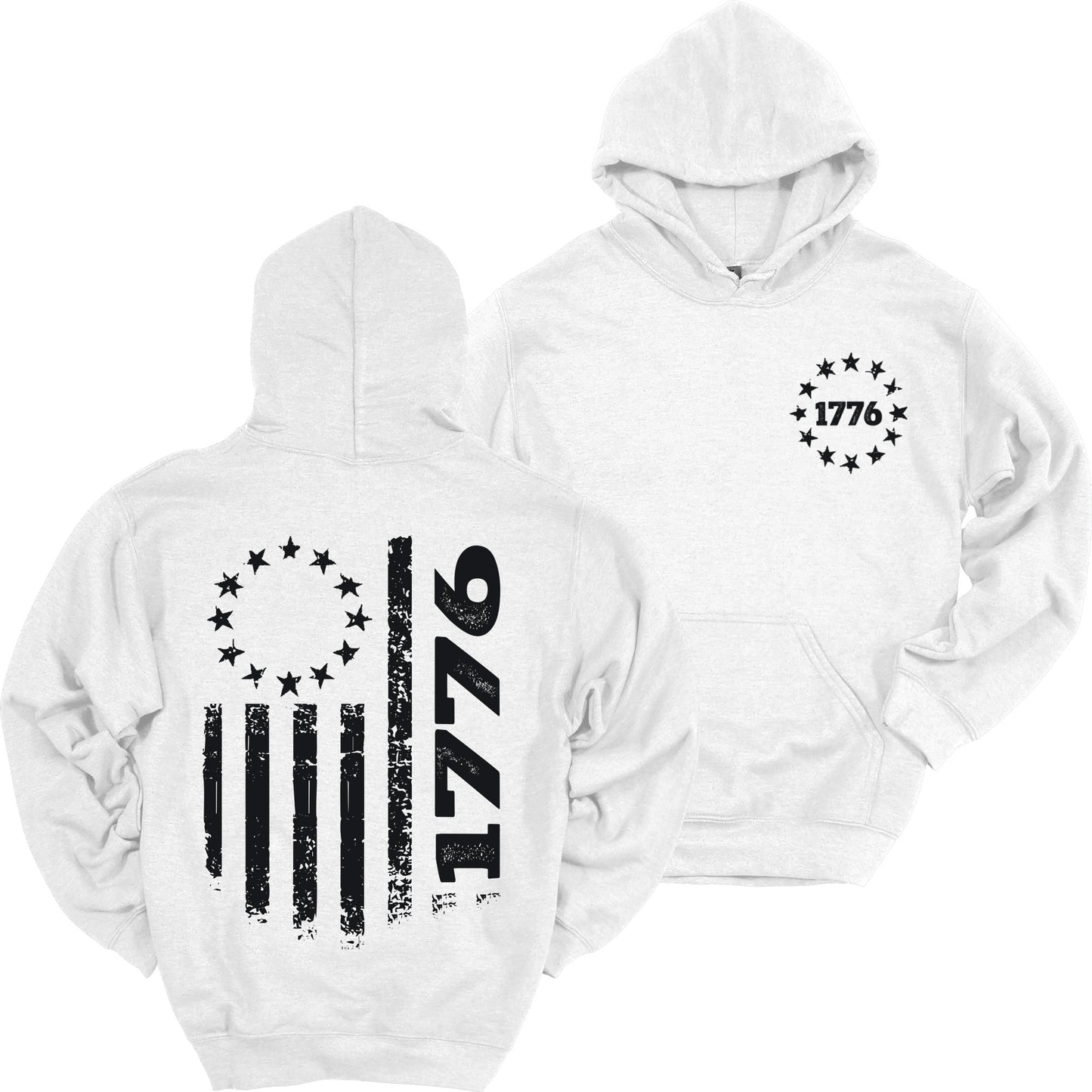 1776 Flag Hoodie Patriotic Heavy Blend Hooded Sweatshirt